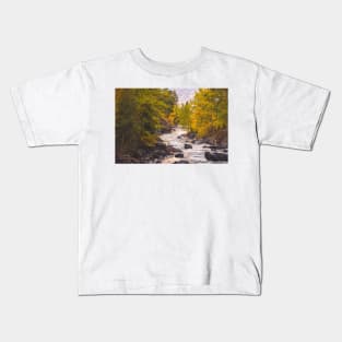 River Through Autumn Forest Kids T-Shirt